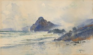荒れた海岸の雨の日 作： William Matthew Hodgkins